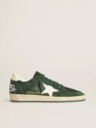 Ball Star da uomo in pelle scamosciata verde con stella e linguetta sul tallone in pelle bianca