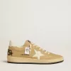 Ball Star in cristalli Swarovski dorati con stella in pelle bianco latte