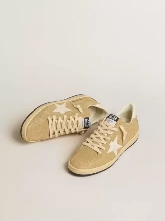 Ball Star in cristalli Swarovski dorati con stella in pelle bianco latte