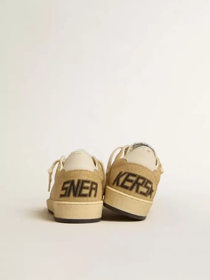 Ball Star in cristalli Swarovski dorati con stella in pelle bianco latte