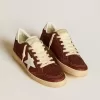 Ball Star in glitter bordeaux con stella e linguetta sul tallone in pelle bianca