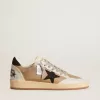 Ball Star in nabuk e nappa beige con stella in cristallo Swarovski nero