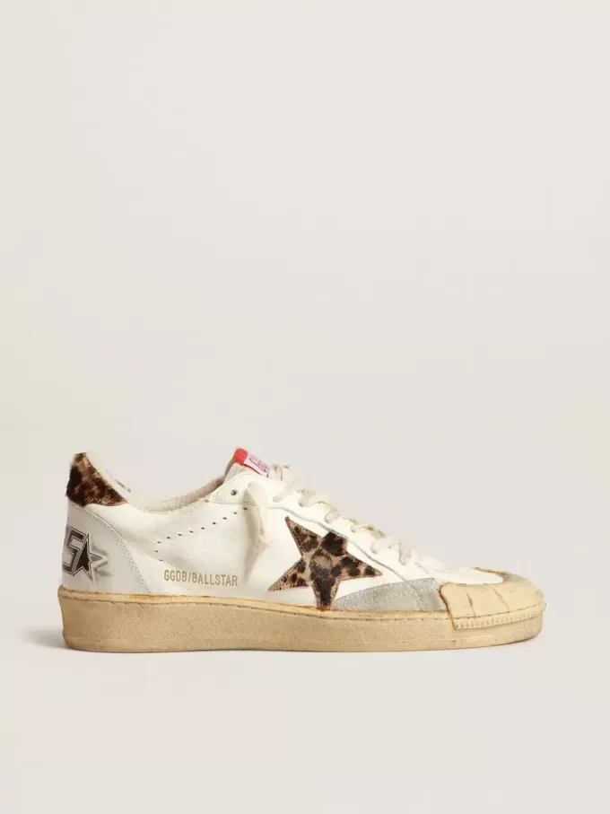 Ball Star in nappa con stella e linguetta sul tallone in pelle di cavallino con stampa leopardata