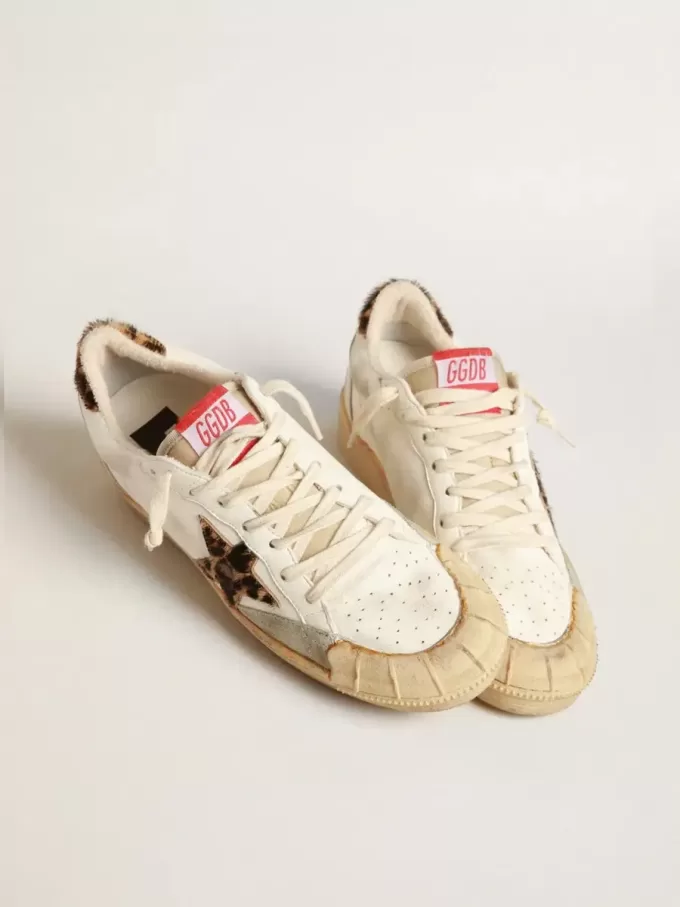 Ball Star in nappa con stella e linguetta sul tallone in pelle di cavallino con stampa leopardata