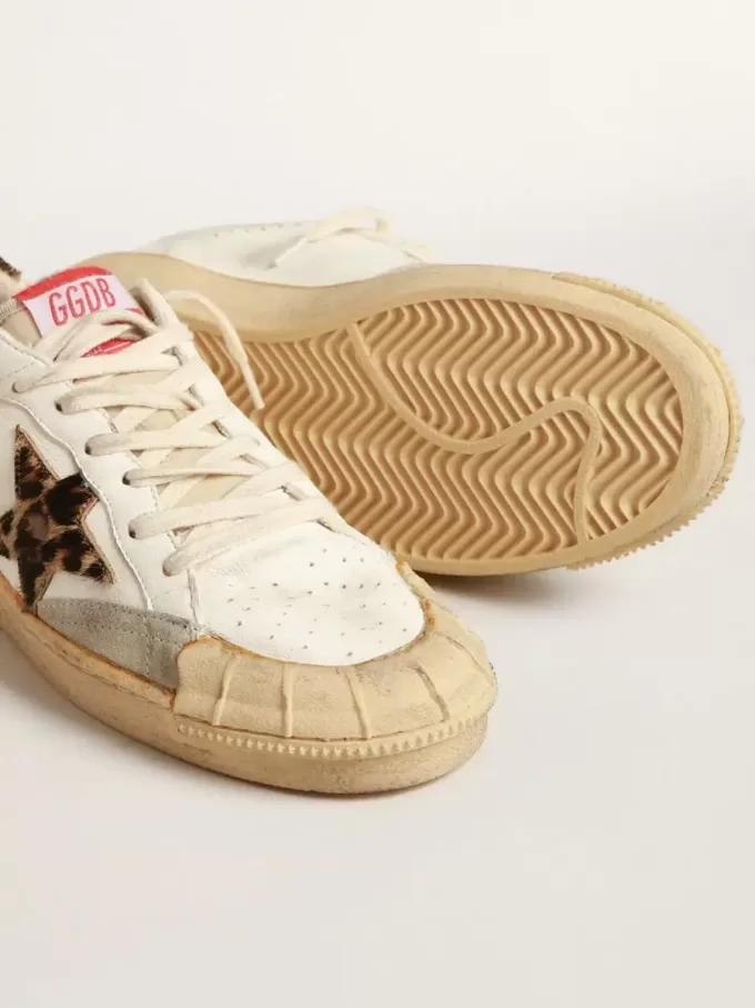 Ball Star in nappa con stella e linguetta sul tallone in pelle di cavallino con stampa leopardata