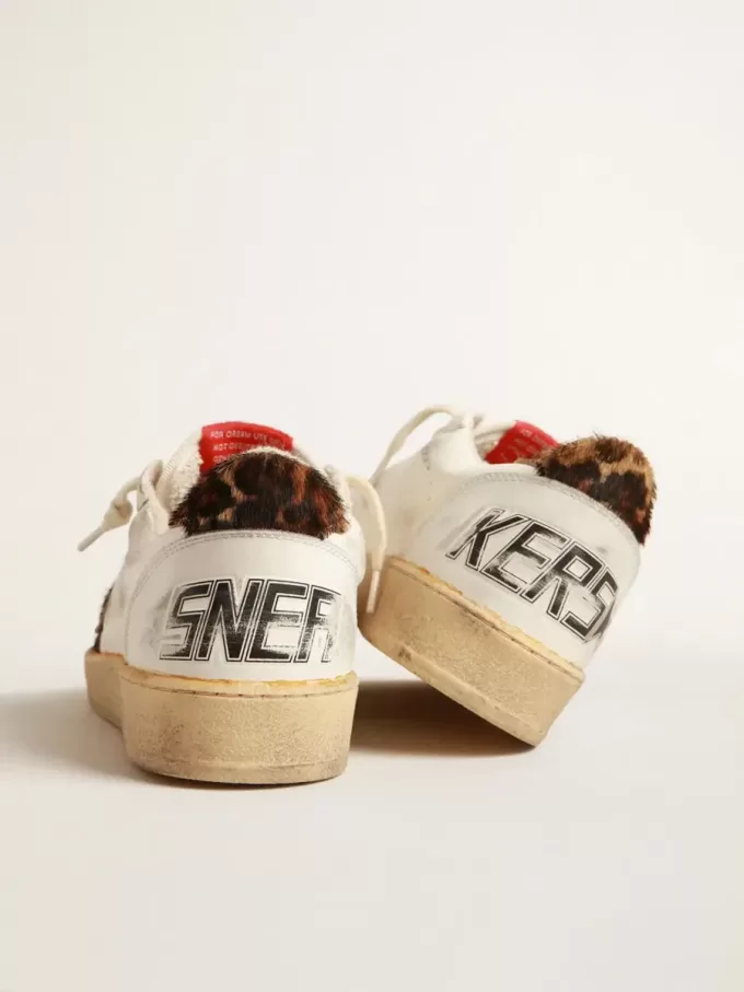 Ball Star in nappa con stella e linguetta sul tallone in pelle di cavallino con stampa leopardata