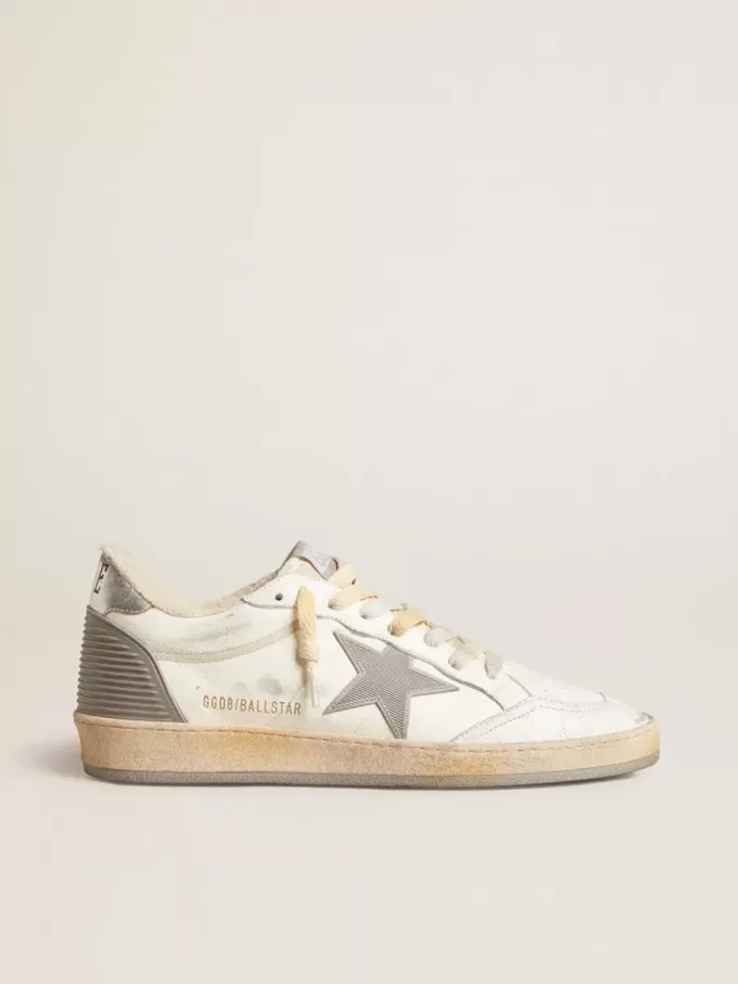 Ball Star in nappa con stella in gomma e linguetta sul tallone in pelle argentata