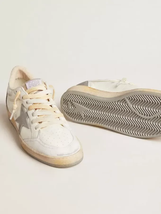 Ball Star in nappa con stella in gomma e linguetta sul tallone in pelle argentata