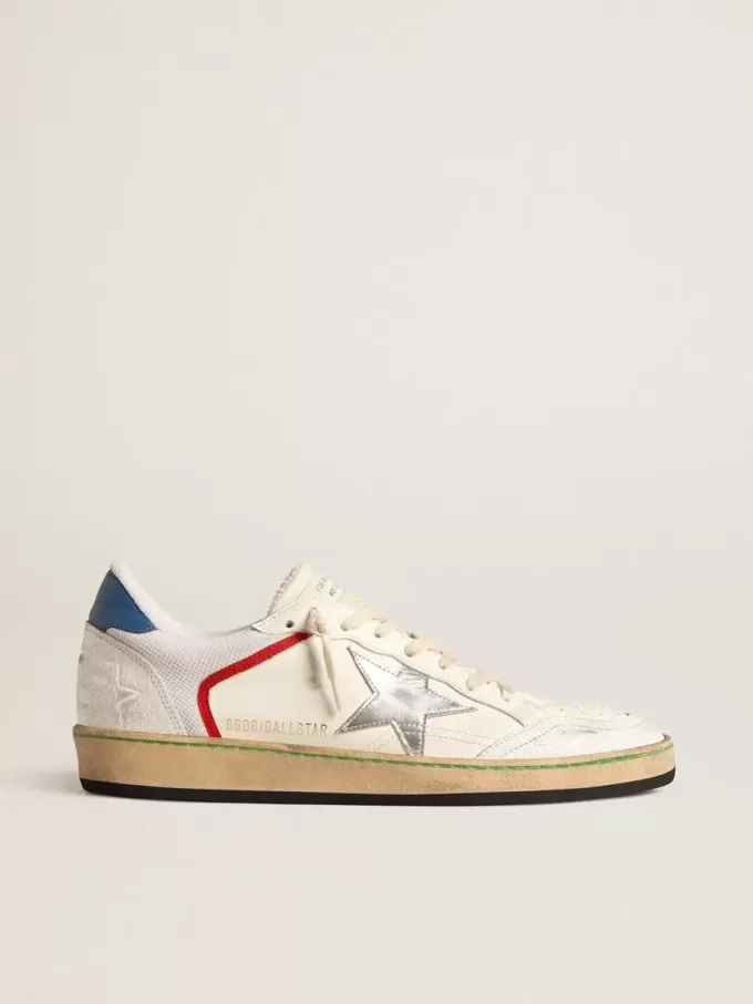 Ball Star in nappa e mesh con stella in pelle metallizzata argento