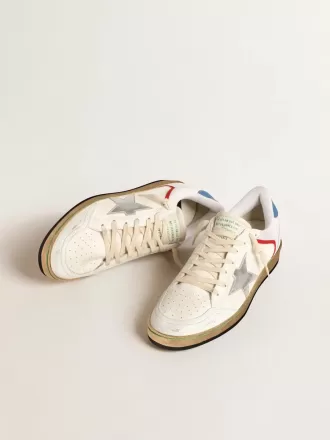 Ball Star in nappa e mesh con stella in pelle metallizzata argento