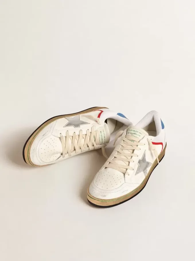 Ball Star in nappa e mesh con stella in pelle metallizzata argento