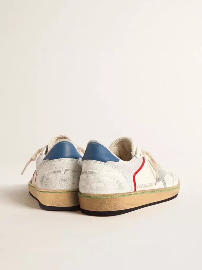 Ball Star in nappa e mesh con stella in pelle metallizzata argento