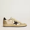 Ball Star in nappa e pelle scamosciata con stella glitterata nera e linguetta sul tallone