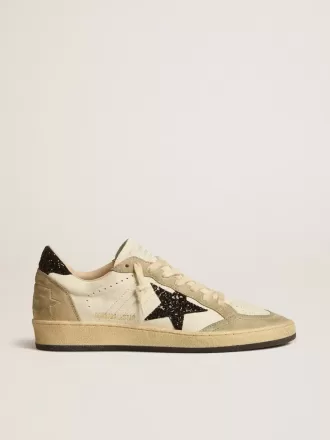 Ball Star in nappa e pelle scamosciata con stella glitterata nera e linguetta sul tallone
