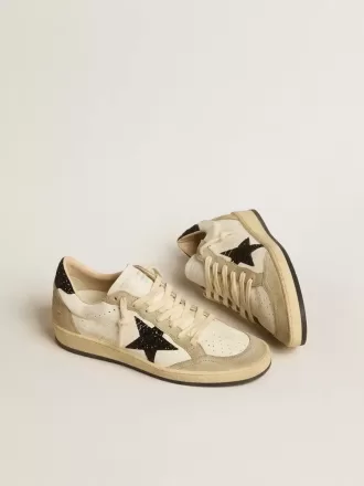 Ball Star in nappa e pelle scamosciata con stella glitterata nera e linguetta sul tallone