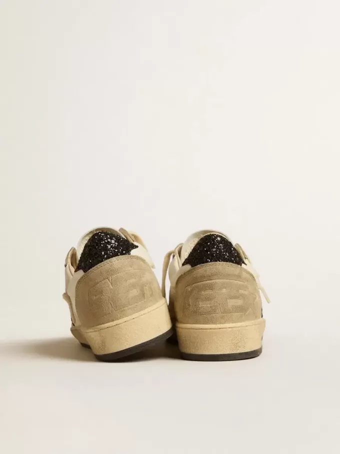Ball Star in nappa e pelle scamosciata con stella glitterata nera e linguetta sul tallone