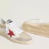 Ball Star in nylon e mesh bianco con stella in nylon rosso e linguetta sul tallone in pelle bianca