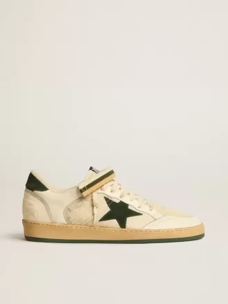 Ball Star in nylon e nappa con stella e linguetta sul tallone in pelle scamosciata verde