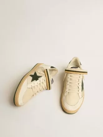 Ball Star in nylon e nappa con stella e linguetta sul tallone in pelle scamosciata verde