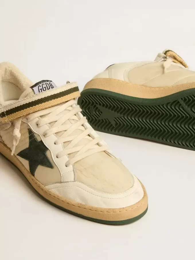 Ball Star in nylon e nappa con stella e linguetta sul tallone in pelle scamosciata verde