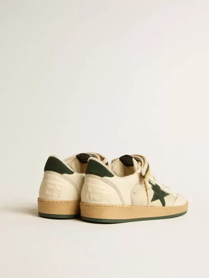 Ball Star in nylon e nappa con stella e linguetta sul tallone in pelle scamosciata verde