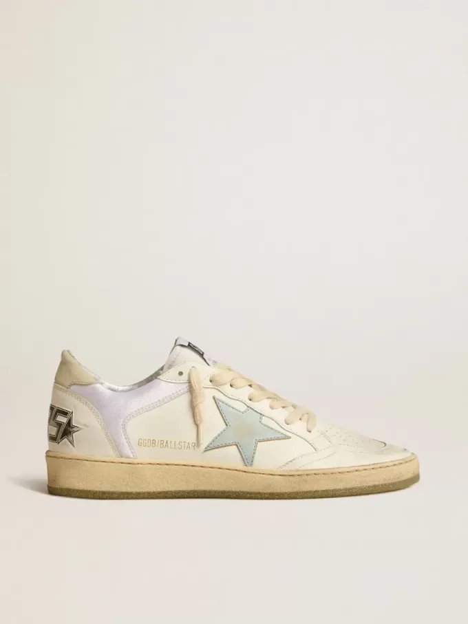 Ball Star in nylon e pelle con stella rosa e azzurra e linguetta sul tallone beige