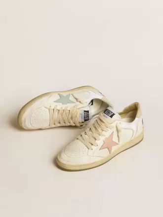 Ball Star in nylon e pelle con stella rosa e azzurra e linguetta sul tallone beige