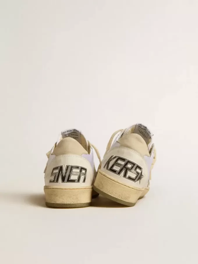 Ball Star in nylon e pelle con stella rosa e azzurra e linguetta sul tallone beige