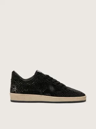 Ball Star in pelle scamosciata con cristalli Swarovski neri e stella in pelle scamosciata nera Ball Star in pelle scamosciata con cristalli Swarovski neri e stella in pelle scamosciata nera