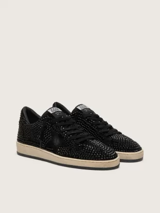 Ball Star in pelle scamosciata con cristalli Swarovski neri e stella in pelle scamosciata nera Ball Star in pelle scamosciata con cristalli Swarovski neri e stella in pelle scamosciata nera