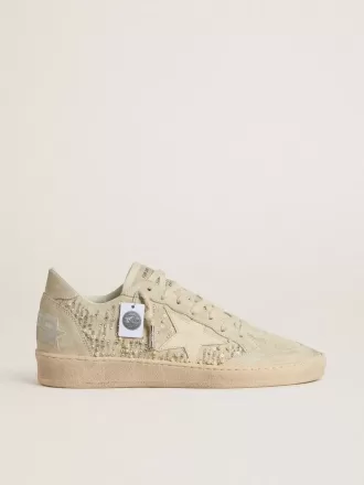 Ball Star in pelle scamosciata con cristalli Swarovski, perle e stella in pelle