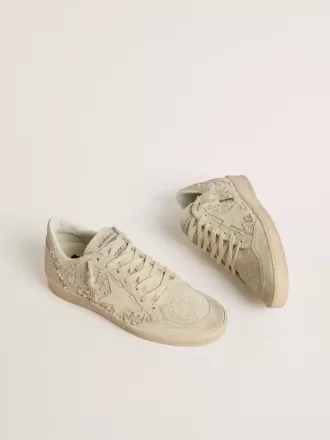 Ball Star in pelle scamosciata con cristalli Swarovski, perle e stella in pelle