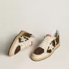 Ball Star in pelle scamosciata con stella in pelle e linguetta sul tallone in pelle metallizzata
