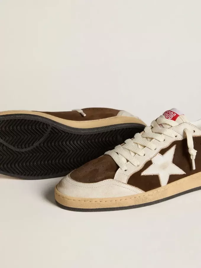 Ball Star in pelle scamosciata con stella in pelle e linguetta sul tallone in pelle metallizzata