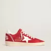 Ball Star in pelle scamosciata rossa con stella e linguetta sul tallone in pelle bianca