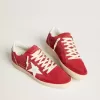 Ball Star in pelle scamosciata rossa con stella e linguetta sul tallone in pelle bianca