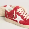 Ball Star in pelle scamosciata rossa con stella e linguetta sul tallone in pelle bianca