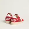 Ball Star in pelle scamosciata rossa con stella e linguetta sul tallone in pelle bianca