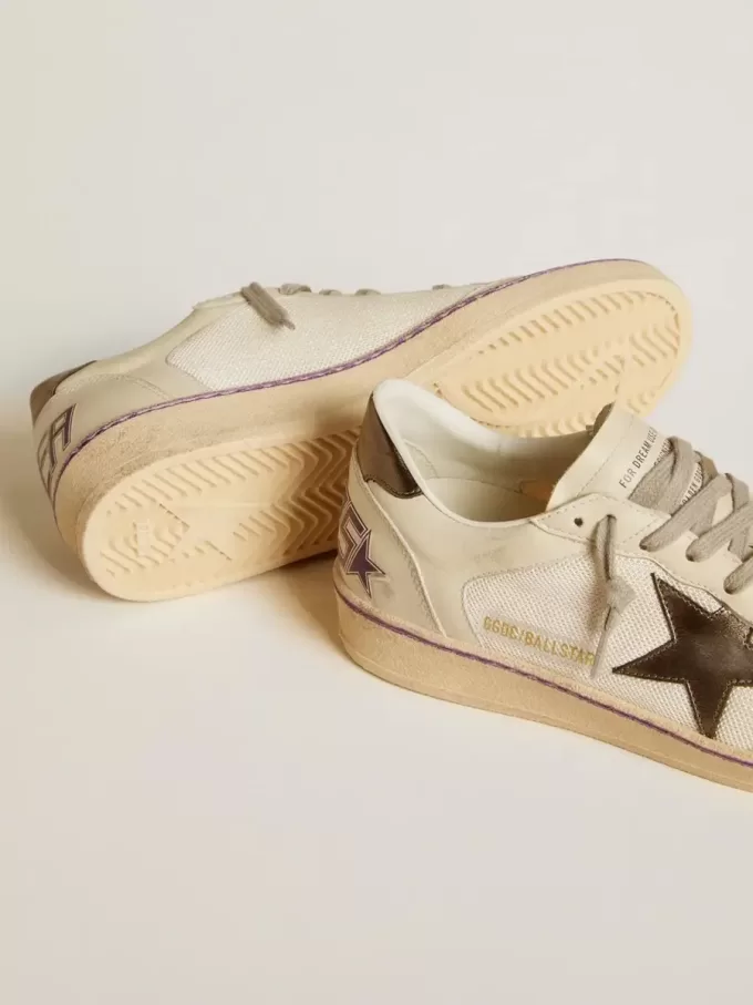 Ball Star in rete e pelle con stella in pelle metallizzata e linguetta sul tallone