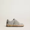 Ball Star Junior glitterate con inserti in pelle scamosciata grigio ghiaccio