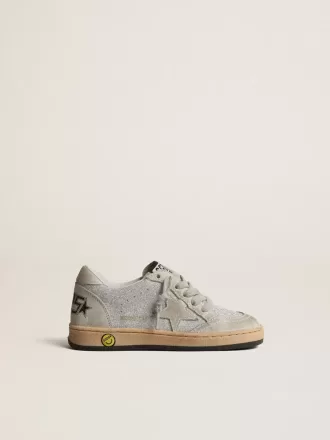 Ball Star Junior glitterate con inserti in pelle scamosciata grigio ghiaccio