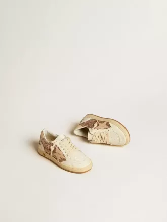 Ball Star Junior in glitter e nappa con stella e linguetta sul tallone in pelle Ball Star Junior in glitter e nappa con stella e linguetta sul tallone in pelle