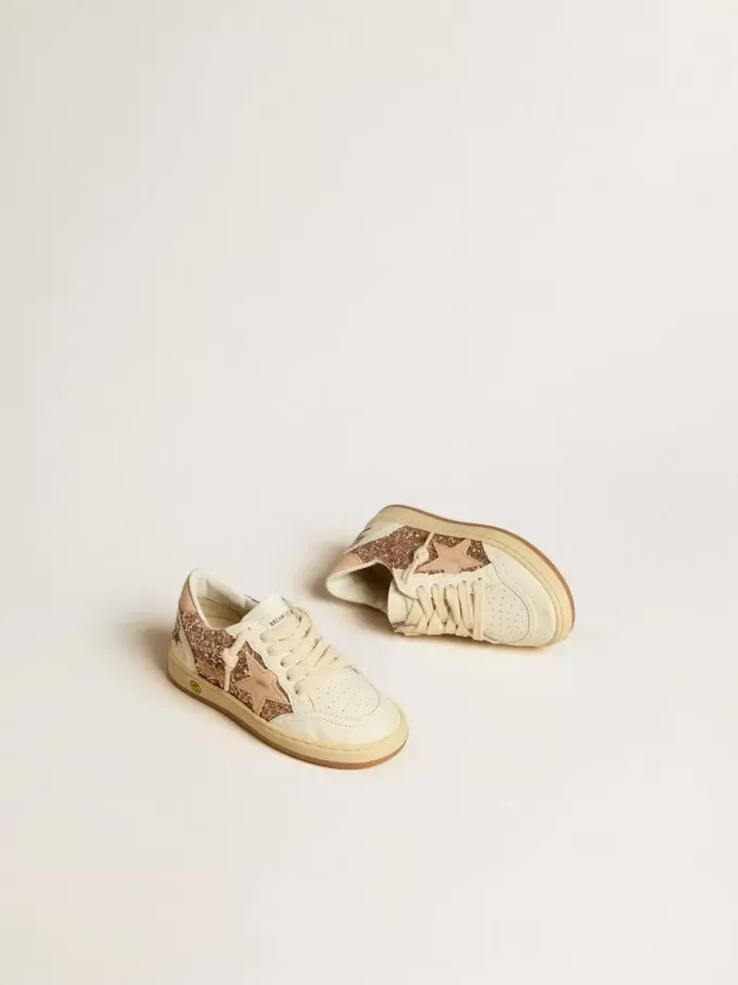 Ball Star Junior in glitter e nappa con stella e linguetta sul tallone in pelle