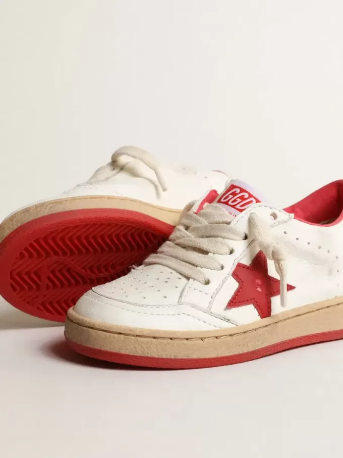 Ball Star Junior in nappa con stella e linguetta sul tallone in pelle rossa Ball Star Junior in nappa con stella e linguetta sul tallone in pelle rossa