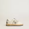 Ball Star Junior in nappa con stella glitterata argento e linguetta sul tallone