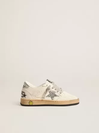 Ball Star Junior in nappa con stella glitterata argento e linguetta sul tallone Ball Star Junior in nappa con stella glitterata argento e linguetta sul tallone