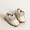 Ball Star Junior in nappa con stella glitterata argento e linguetta sul tallone