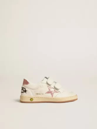 Ball Star Junior in nappa con stella glitterata rosa pesca e linguetta sul tallone Ball Star Junior in nappa con stella glitterata rosa pesca e linguetta sul tallone