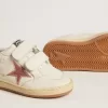 Ball Star Junior in nappa con stella glitterata rosa pesca e linguetta sul tallone Ball Star Junior in nappa con stella glitterata rosa pesca e linguetta sul tallone