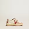 Ball Star Junior in nappa con stella in nappa e linguetta sul tallone in pelle scamosciata rosa